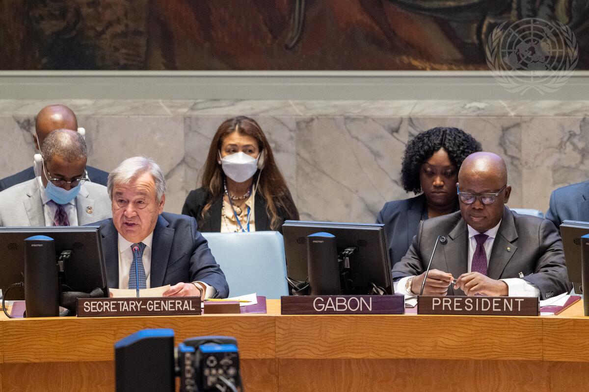 联合国秘书长安东尼奥·古特雷斯在安理会关于联合国与非洲联盟合作的会议上发表讲话