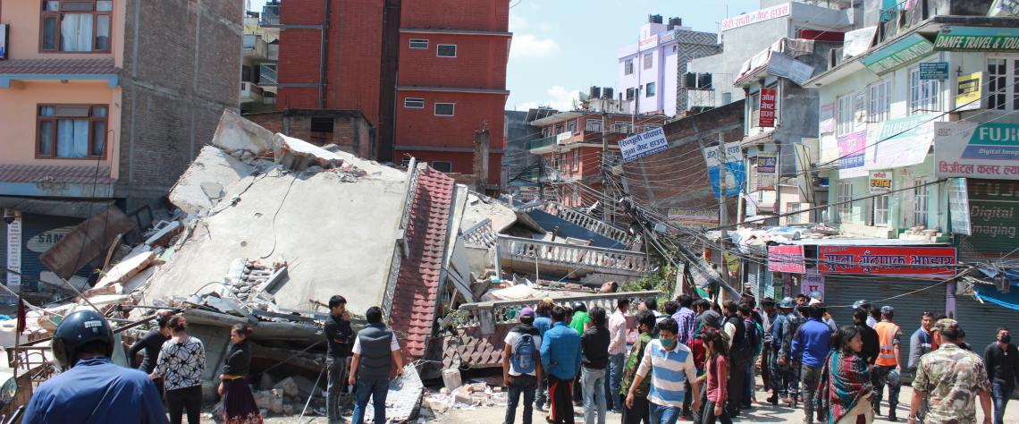 2015年尼泊尔地震后的场景。维基共享资源/记者Rajan